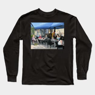 Wimborne Minster Cafe Scene Long Sleeve T-Shirt